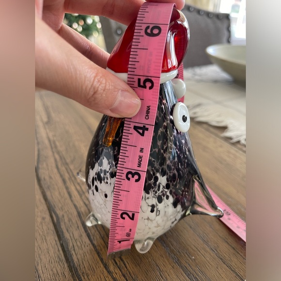 Hand Blown Glass Christmas Penguin with Red Santa Hat - Picture 8 of 8